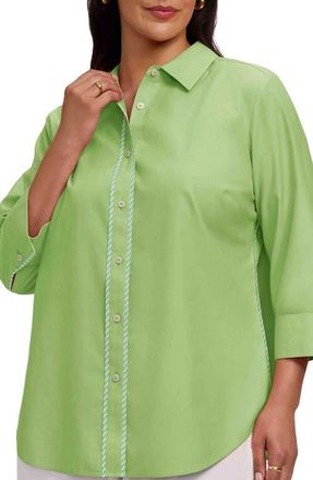 Foxcroft Marni Trim Shirt in Mojito Green at Nordstrom, Size 1 X