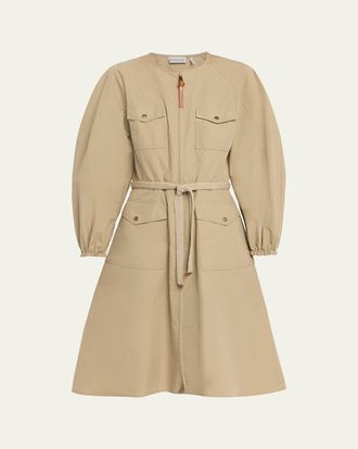 Moncler Pleated Poplin Dress