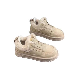 Generic Women thick soled warm snow boots with fleece anti slip sports and casual snow boots (beige,5.5)
