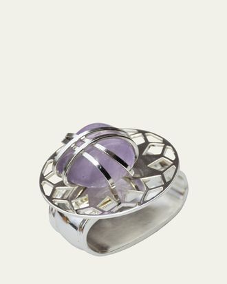 Nomi K Stone Design Amethyst Napkin Rings With Silver Plating, Set Of 4