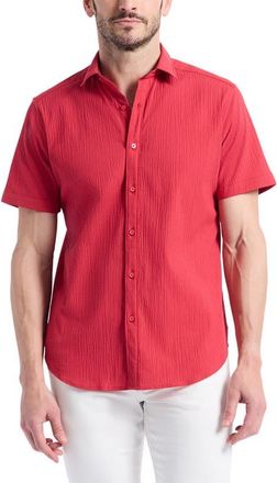 Robert Graham Thresher Textured Short Sleeve Button-Up Shirt at Nordstrom, Size Xxx-Large