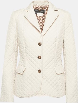 Ferragamo Cream Synthetic Quilted Jacket