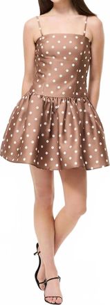 French Connection Structured Taffeta Polka Dot Dress In Caf&eacute; Brown/porcelain Cream