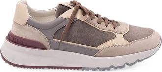 Brunello Cucinelli Leren Sneakers met Panelen - Heren - Sneakers - Bruin - 41 EU - Leer - Schoenen