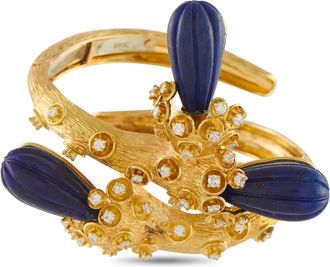 David Webb 18K Yellow Gold 2.77ct Diamond and Lapis Bracelet DW03-100325