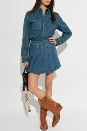 Burberry Denim Skirt Dahlia, Womens, Navy Blue