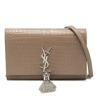 Saint Laurent Pre-owned Saint Laurent Small Croc Embossed Leather Monogram Kate Tassel Wallet on Chain Ladies HS5ECQKPT2Q9HKXE