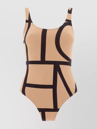 Toteme monogram-print scoop-neck swimsuit