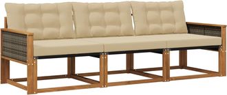 vidaXL Conjunto De Sof&aacute;s De Exterior 3 Uds. Natural Y Beige Vidaxl