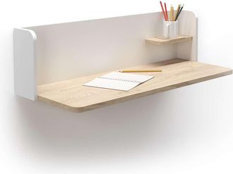 HERDASA Herdasa - Mesa Estudio Para Colgar Mod-roman Acabado Roble/blanco, 35 X 90 X 25 Cm (fondo X Ancho X Alto)