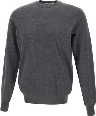 FILIPPO DE LAURENTIIS Superfijne wollen trui 120S - Heren - Ronde hals truien - Grijs - S - Wol - Truien & Vesten