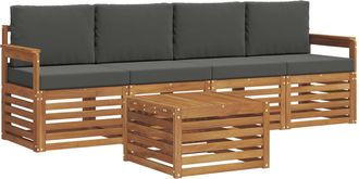 vidaXL Conjunto De Sof&aacute;s De Exterior 5 Uds. Natural Y Antracita Vidaxl