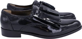 Lanvin Mila Tassel Fringe Loafers in Black Patent Leather