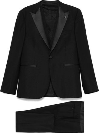 Tagliatore Navy Blue Suit With Vest Jacket And Trousers
