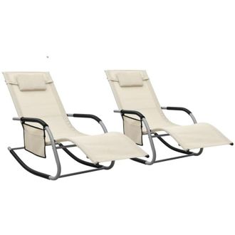vidaXL Tumbonas 2 Unidades Textilene Crema Y Gris Vidaxl