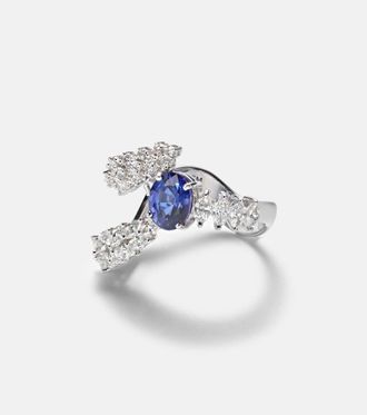 Yeprem Reign Supreme 18kt white gold ring with sapphire and diamonds