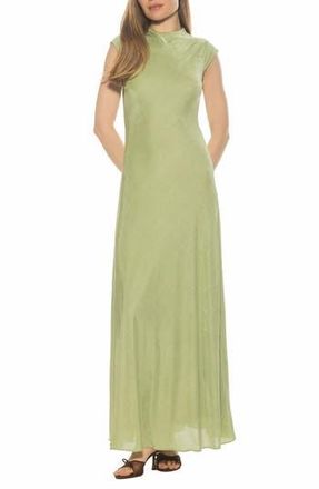 Alexia Admor Nalani Mock Neck Maxi Dress in Sage at Nordstrom Rack, Size Medium