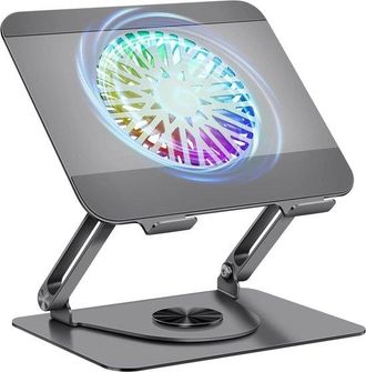 OEM Soporte Para Port&aacute;til Con Ventilador Magn&eacute;tico Rgb, Port&aacute;til Para Port&aacute;tiles/tabletas De Hasta 16, Soporta Hasta 10 Kg, Silencioso (18 Db), Gris