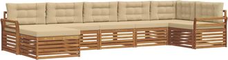 vidaXL Conjunto De Sof&aacute;s De Exterior 7 Uds. Natural Y Beige Vidaxl