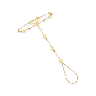 RS Pure by Ross-Simons 14kt Yellow Gold Disc Station Cable-Chain Hand Bracelet