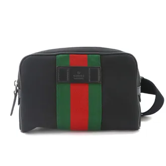 Gucci Black Canvas Leather Fanny Pack Sling Bag (Pre-Owned)