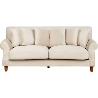 Beliani Living Room 2 Seater Sofa Couch Vintage Velvet Off-White Eike