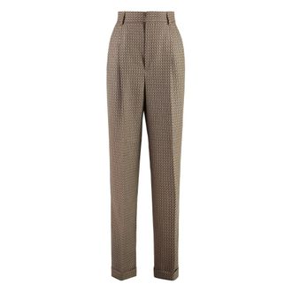 Moschino Tapered Trousers, female, Beige, S, Peace Motif Jacquard Trousers