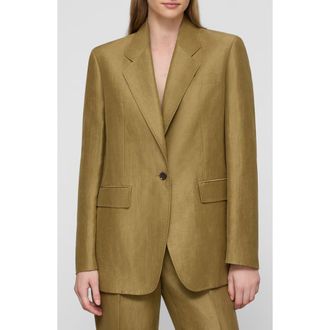 Lafayette 148 New York Linen Blend Blazer in Khaki Green at Nordstrom, Size X-Small