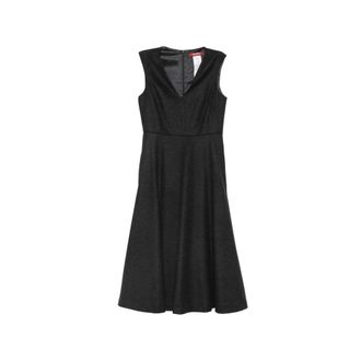 Max Mara Kleedjes, Dames, Grijs, XS, Jurk met V-hals en A-lijn in Midi-lengte
