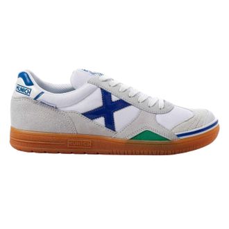 Munich Gresca Signature voetbalschoenen voor binnen met verstevigde neus voor heren (Wit/blauw)
