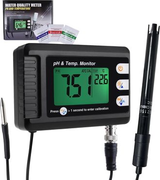 OEM Medidor De Ph Y Temperatura 2 En 1, Ph 0-14, Sonda De Electrodo Bnc Autocalibrable Para Medidores De Ph Hidrop&oacute;nicos, Apto Para Acuarios, Laboratorios