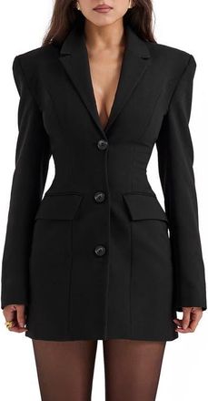 House of CB Amia Long Sleeve Blazer Minidress in Black at Nordstrom, Size X-Small A