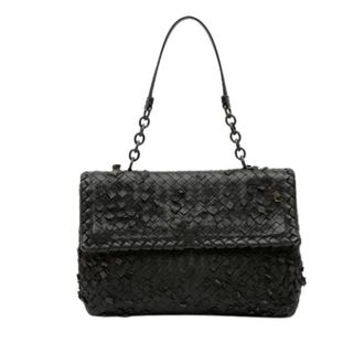 Bottega Veneta Pre-owned Shoulder Bags, female, Black, Size: ONE SIZE Pre-owned Ruffled Woven Shoulder Bag