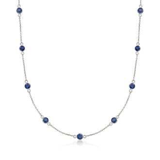 Ross-Simons Sapphire Station Necklace in Sterling Silver