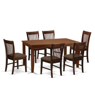 East West Furniture DUNO7-MAH-C 7 PC Dinette Table set for 6-Dinette Table and 6 dinette Chairs
