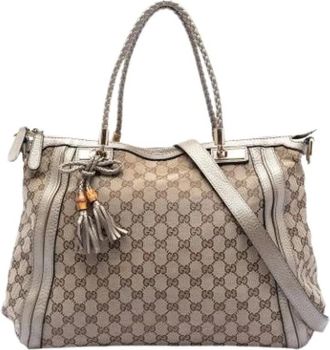 Gucci Pre-owned Handbags, female, Beige, Size: ONE SIZE Pre-owned Vintage Canvas Handbag