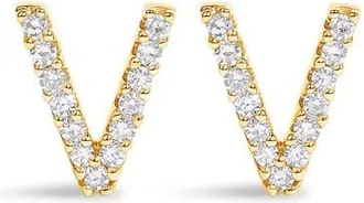 House of Brilliance 10K Gold 1/10 Cttw Diamond Initial A to Z Stud Earring in Yellow Gold | V at Nordstrom