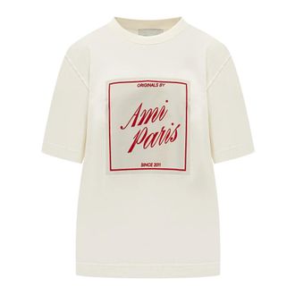 Ami T-Shirts, female, White, Size: 2XS Heritage Print T-shirt