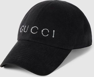 Gucci Canvas Baseball Hat With Print, Black