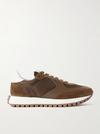 Gianvito Rossi Sneakers In Camoscio, Pelle E Shell Gravel - Marrone