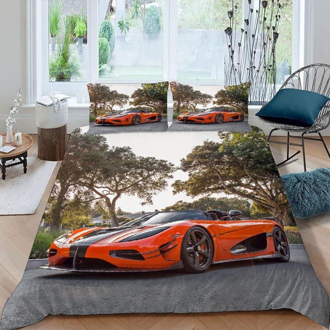 3D Auto-Bettwäsche Set – 135x200 Cm Mit 2 Kissenbezügen 50x75 Cm, Aus Mikrofaser, Für Kinder & Jugendliche