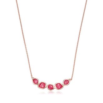 Monica Vinader Rose Gold Siren Mini Nugget Cluster Necklace Pink Quartz