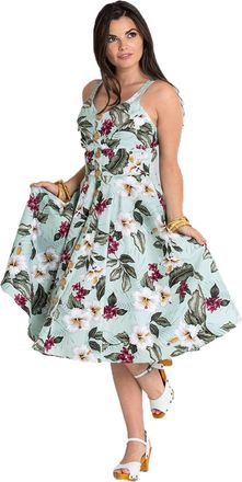 Hell Bunny Womens 50s Tahiti Dress, Green, 4XL