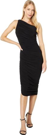 Norma Kamali Diana Dress Black Ruched One Shoulder Bodycon GBO2036