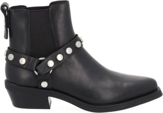 Ash Logan Studded Enkellaarzen - Dames - Cowboylaarzen - Zwart - 39 EU - Leer - Schoenen