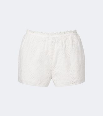 Poss&eacute; Harriet embroidered cotton poplin shorts