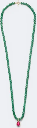 Octavia Elizabeth 18kt gold beaded necklace with aventurines and tourmaline