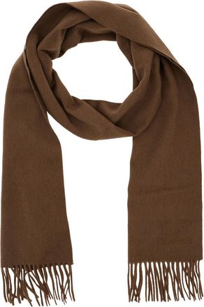 Max Mara Womens Brown Rectangular Scarf With Logo Embroidery Cashmere Scarfs