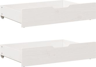 vidaXL Cajones debajo cama con ruedas 2 uds madera maciza pino blanco Vidaxl