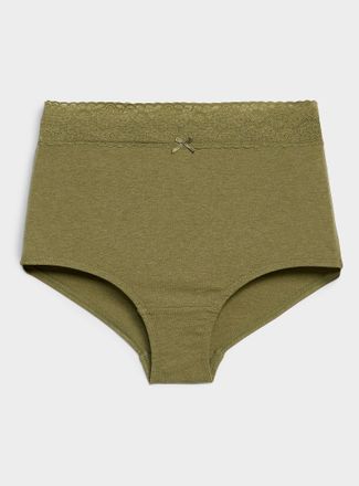 Miiyu Womens Lace trim stretch high-waist boyshort Organic cotton